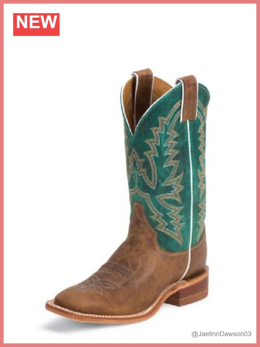 Women's Brown Leather Mid-Calf Cowgirl Boots Square Toe Pull-On